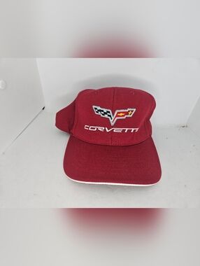 Corvette Adjustable Hat Red  Trucker Gas Oil Hot Rod C6 Hat Used Condition .